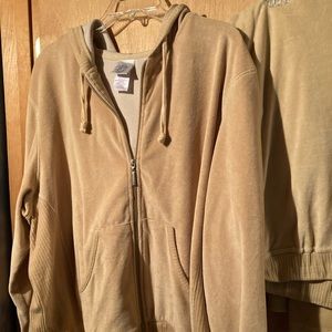 2 Piece Tan Velour Tracksuit
